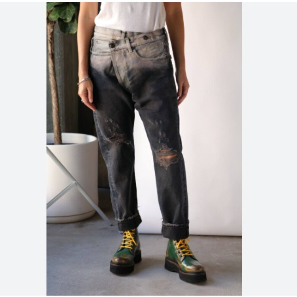 R13 Crossover Jeans in Faded Black Size 23